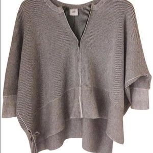 CAbi 3526 Cupid's Cardigan Boxy Dolman Sleeve Zip-Front Black/White Stripe XS